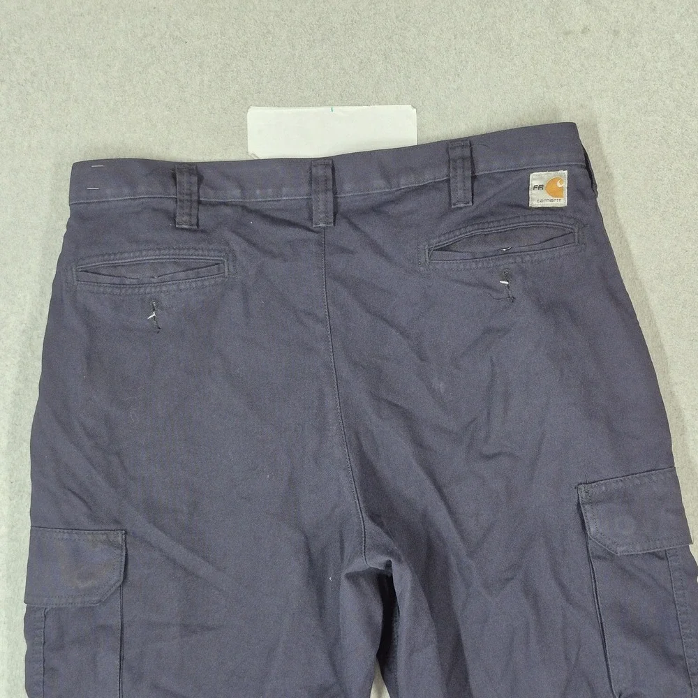 Carhartt FR Men Pants 36X30 Navy Cargo Twill Work Pants Zipper 29